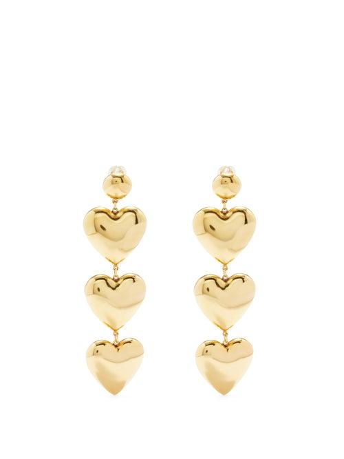 Saint Laurent - Heart Chain Earrings - Womens - Gold