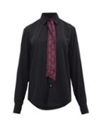 Matchesfashion.com Edward Crutchley - Printed Tie-neck Silk Shirt - Womens - Black