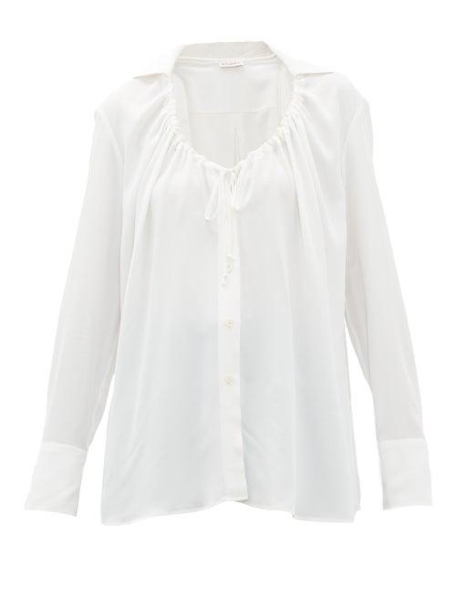 Matchesfashion.com Altuzarra - Bowie Tie Neck Crepe Blouse - Womens - White