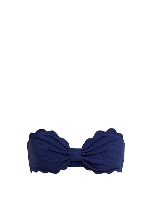 Matchesfashion.com Marysia - Antibes Scallop Edged Bandeau Bikini Top - Womens - Navy