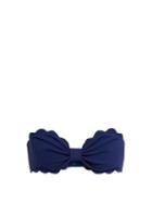 Matchesfashion.com Marysia - Antibes Scallop Edged Bandeau Bikini Top - Womens - Navy