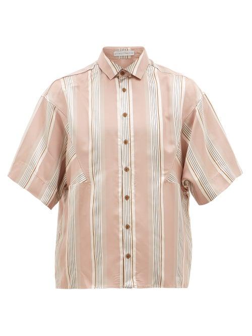 Matchesfashion.com Palmer//harding - Joseph Oversized-sleeve Striped-satin Shirt - Mens - Pink Multi