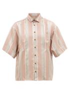 Matchesfashion.com Palmer//harding - Joseph Oversized-sleeve Striped-satin Shirt - Mens - Pink Multi