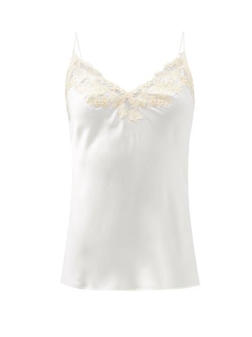Ladies Lingerie La Perla - Hand-embroidered Silk-blend Charmeuse Camisole - Womens - White