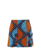 Ladies Rtw Lisa Folawiyo - Akira Ankara-print Cotton Mini Skirt - Womens - Blue Multi