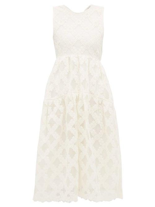 Matchesfashion.com Cecilie Bahnsen - Aretha Floral Embroidered Organza Dress - Womens - Ivory
