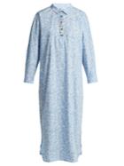 Ganni Sage Floral-print Long-sleeve Dress