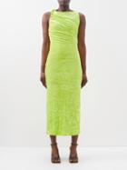 Versace - Open-back Crushed-velvet Midi Dress - Womens - Yellow