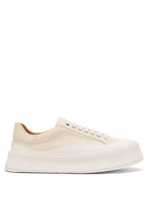 Matchesfashion.com Jil Sander - Exaggerated Sole Canvas Trainers - Womens - Beige White