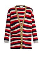 Gucci Striped V-neck Wool And Cashmere-blend Cardigan