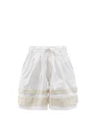 Matchesfashion.com Kika Vargas - Gloria Linen-panel Cotton-blend Shorts - Womens - White