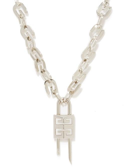 Givenchy - Padlock Chain-link Necklace - Mens - Silver