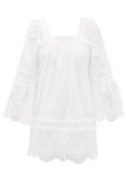 Matchesfashion.com Self-portrait - Backless Lace-trimmed Voile Tunic Dress - Womens - White