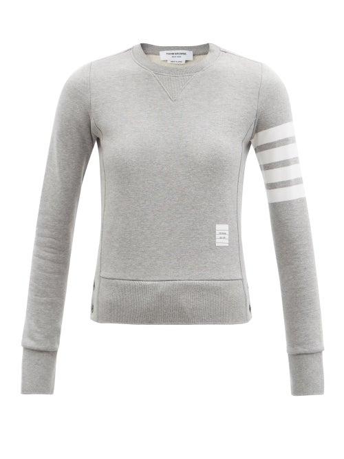 Matchesfashion.com Thom Browne - Four-bar Cotton-jersey Sweatshirt - Womens - Light Grey