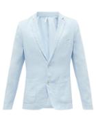 120 Lino 120% Lino - Patch-pocket Linen-cambric Blazer - Mens - Blue