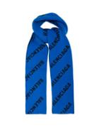 Balenciaga - Logo-jacquard Wool-blend Scarf - Mens - Blue Multi
