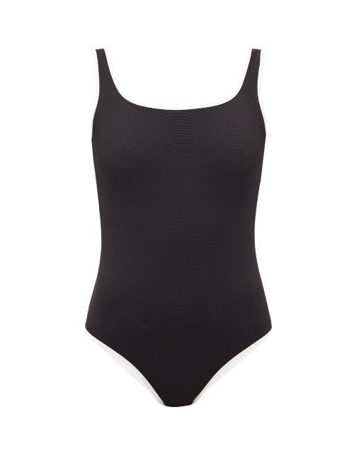 Matchesfashion.com Cossie + Co - The Poppy Reversible Honeycomb-effect Swimsuit - Womens - Black White