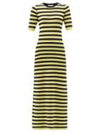 Matchesfashion.com Bella Freud - Cher Striped Cotton-blend Maxi Dress - Womens - Black Yellow