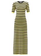 Matchesfashion.com Bella Freud - Cher Striped Cotton-blend Maxi Dress - Womens - Black Yellow
