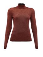 Stella Mccartney - Roll-neck Glitter-jersey Sweater - Womens - Brown