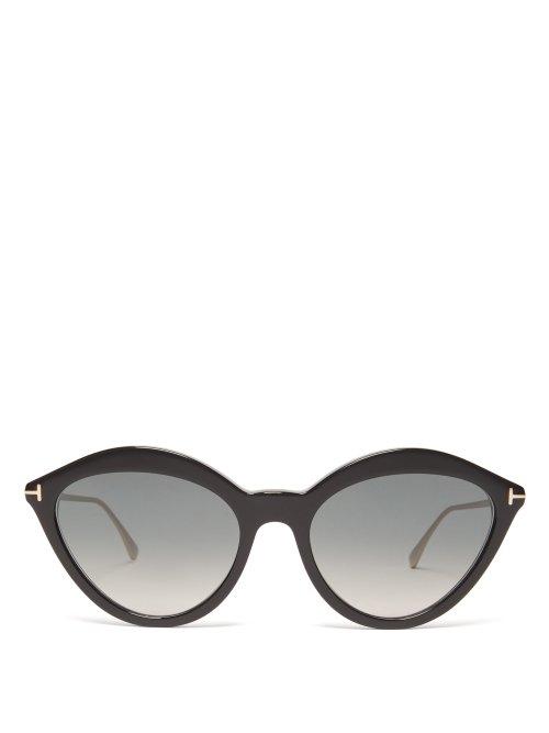 Matchesfashion.com Tom Ford Eyewear - Cat Eye Acetate Sunglasses - Womens - Black Grey