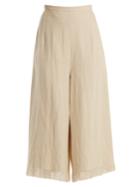 Andrew Gn Wide-leg Frayed-cuff Linen Cropped Trousers