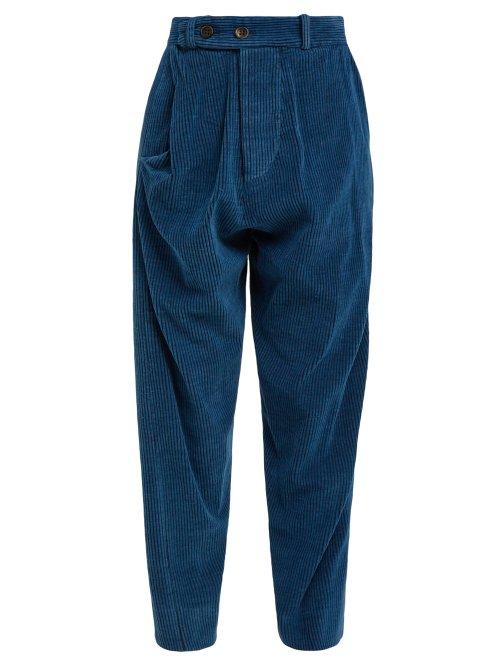 Matchesfashion.com Vivienne Westwood Anglomania - Twisted Corduroy Trousers - Womens - Blue