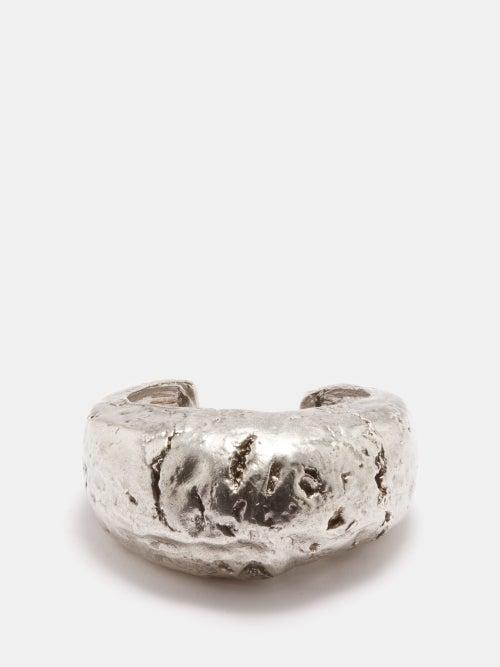 Saint Laurent - Textured Metal Cuff - Womens - Silver