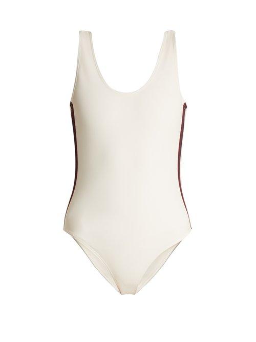 Matchesfashion.com Albus Lumen - Costa Grosgrain Trimmed Swimsuit - Womens - White