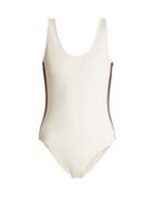Matchesfashion.com Albus Lumen - Costa Grosgrain Trimmed Swimsuit - Womens - White