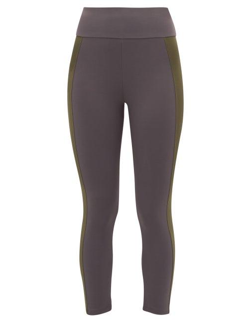 Matchesfashion.com Ernest Leoty - Therese Striped Technical Jersey Leggings - Womens - Khaki