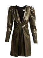 Matchesfashion.com Saint Laurent - Draped V Neck Dress - Womens - Black Gold