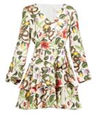 Matchesfashion.com Borgo De Nor - Olivia Garden Print Silk Twill Mini Dress - Womens - White Multi