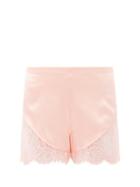 Ladies Lingerie La Perla - Exotique Lace-trimmed Silk-blend Satin Shorts - Womens - Pink