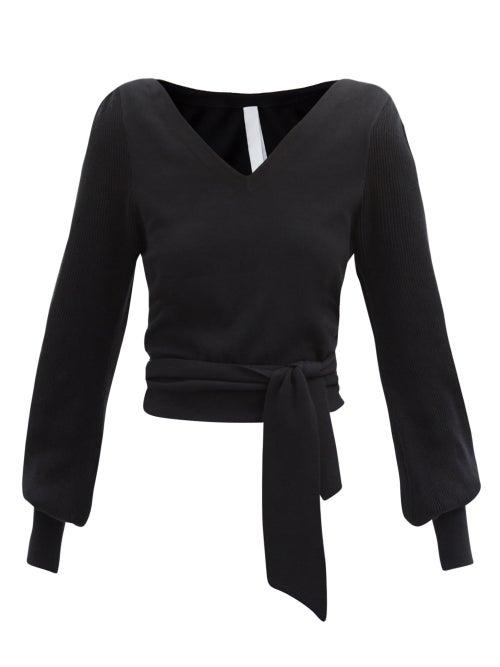 Matchesfashion.com Merlette - Phillimore Tie-front Cotton-blend Sweater - Womens - Black