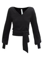 Matchesfashion.com Merlette - Phillimore Tie-front Cotton-blend Sweater - Womens - Black