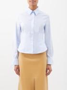 Fendi - Camicia Pinstriped Cotton-poplin Shirt - Womens - Light Blue