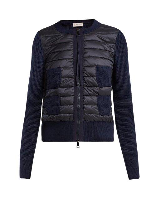 Matchesfashion.com Moncler - Wool And Quilted Shell Jacket - Womens - Navy