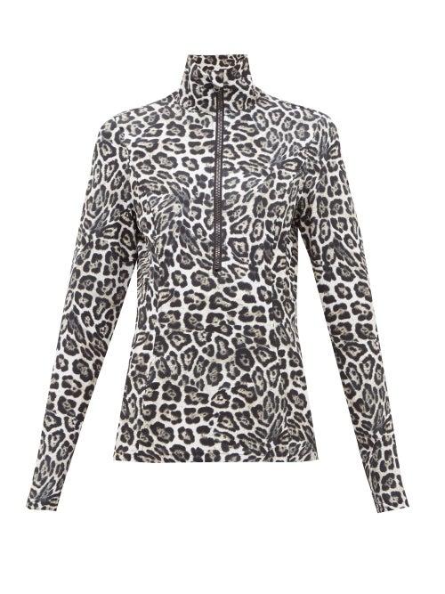 Matchesfashion.com Goldbergh - Lilja Leopard Print Half Zip Thermal Top - Womens - Leopard