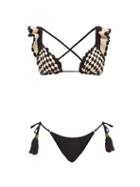 Zimmermann - Anneke Tassel Crochet Triangle Bikini - Womens - Black Cream