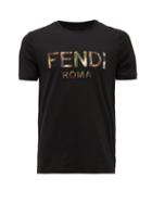 Matchesfashion.com Fendi - Roma Logo-appliqu T-shirt - Mens - Black