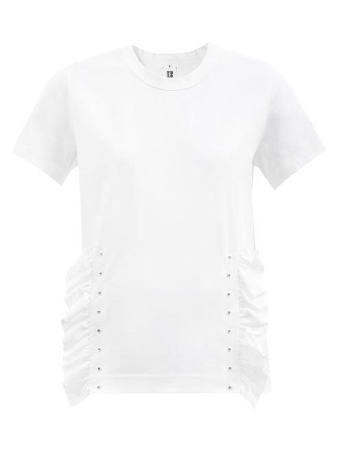 Noir Kei Ninomiya - Ruffle-trim Cotton-jersey T-shirt - Womens - White