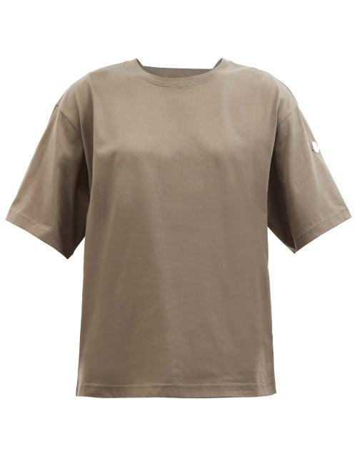 4 Moncler Hyke - Oversized Logo-print Cotton-jersey T-shirt - Womens - Dark Beige