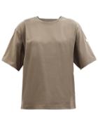 4 Moncler Hyke - Oversized Logo-print Cotton-jersey T-shirt - Womens - Dark Beige