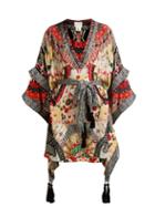 Matchesfashion.com Camilla - Belted Floral Print Silk Kimono Dress - Womens - Red Multi