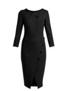 Matchesfashion.com Cefinn - Button Embellished Stretch Ponte Midi Dress - Womens - Black