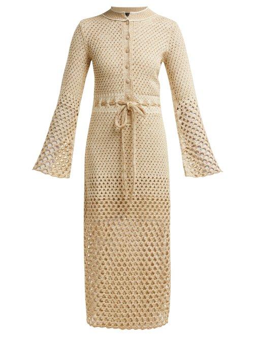Matchesfashion.com Proenza Schouler - Lurex Open Knit Dress - Womens - Beige