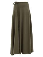 Matchesfashion.com Lemaire - Drawstring-waist Cotton-blend Maxi Skirt - Womens - Dark Grey