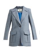 Matchesfashion.com Fendi - Single Breasted Longline Wool Blend Tweed Blazer - Womens - Blue Multi