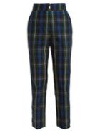 Msgm Cropped Tartan Cotton-blend Trousers